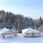 Domki murowane zimą